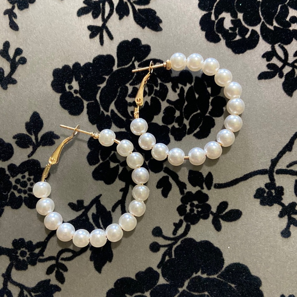 Pearl hoop earrings